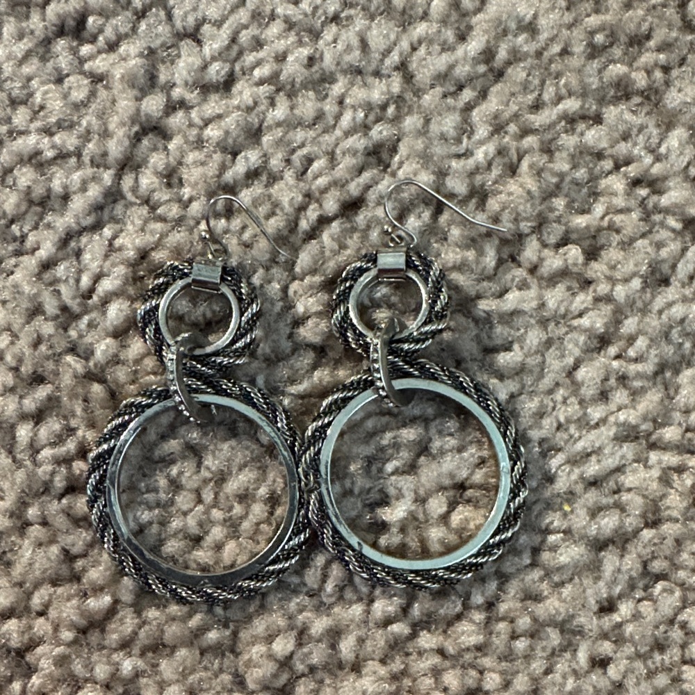 Silver Twisted Hoop Earrings